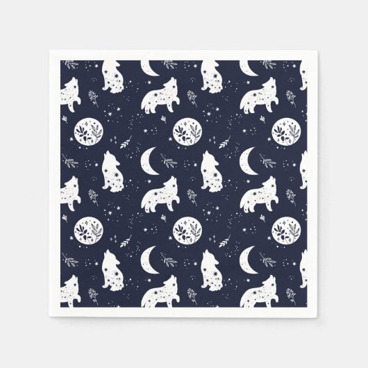 オオカミが月で吠える スタンダードカクテルナプキン (正面)