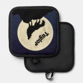 オオカミが月で吠えパーソナライズされたる 鍋敷き (正面/裏面)