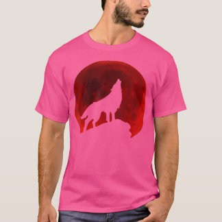 オオカミが月で泣いている Tシャツ