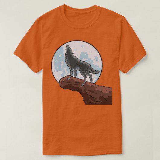 オオカミが月のオオカミで吠えている Tシャツ (デザイン正面)