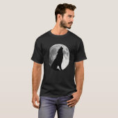 オオカミが月のオオカミで吠える Tシャツ (正面フル)