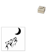 オオカミが月のスタンプを押しながら泣いている ラバースタンプ (押印)