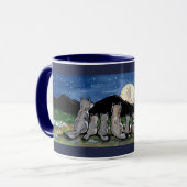 オオカミが月のデザイナーでハウリングDark Blue Mug マグカップ (正面左)