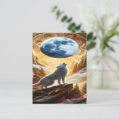 オオカミが月の下で泣いている ポストカード (スタンド正面)