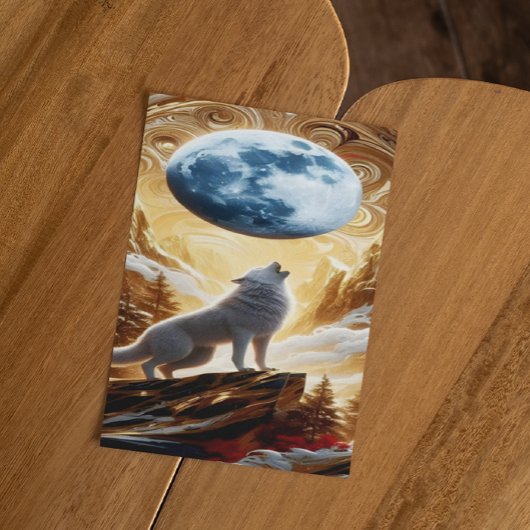 オオカミが月の下で泣いている ポストカード