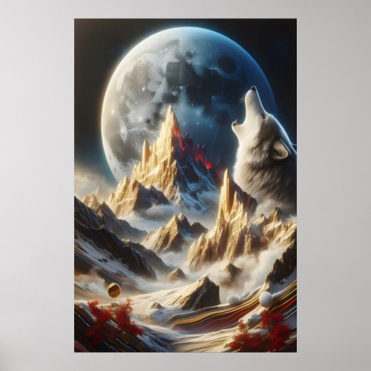 オオカミが月の峰の下で吠える ポスター (正面)