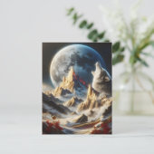 オオカミが月の峰の下で吠える ポストカード (スタンド正面)