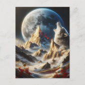 オオカミが月の峰の下で吠える ポストカード (正面)
