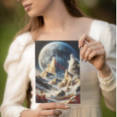 オオカミが月の峰の下で吠える ポストカード