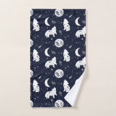 オオカミが月の恵み箱で吠える バスタオルセット (ハンドタオル)