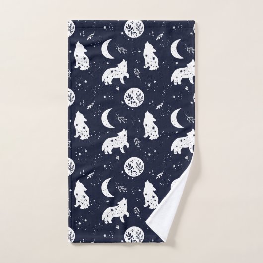 オオカミが月の恵み箱で吠える バスタオルセット (ハンドタオル)