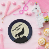 オオカミが月の真夜中の青でハウリング ペーパープレート (パーティー)