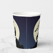 オオカミが月の真夜中の青でハウリング 紙コップ (右)