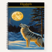 オオカミが月明かりの夜を紙で静める ノートブック (正面)