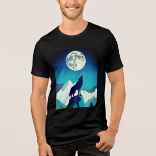オオカミが満月でハウリング トライブレンドTシャツ