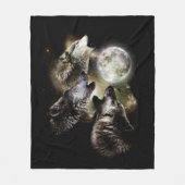 オオカミが満月をハウリング フリースブランケット (正面)