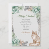 オオカミとウィルダネスホールを持つクリスマスお祝い シーズンカード (正面)