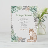 オオカミとウィルダネスホールを持つクリスマスお祝い シーズンカード (スタンド正面)