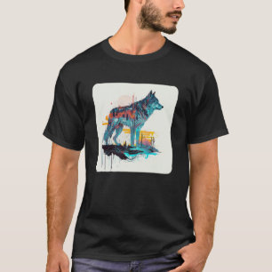 オオカミとオオカミの男性女性キッズ34 Tシャツ