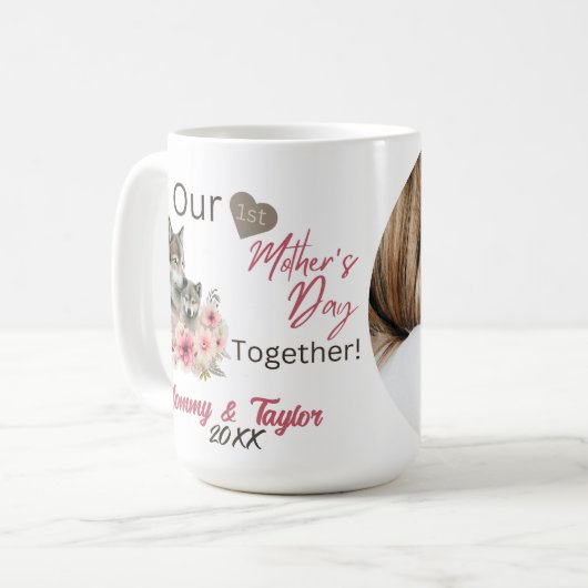 オオカミとオオカミ、母の日が一緒に コーヒーマグカップ (正面左)