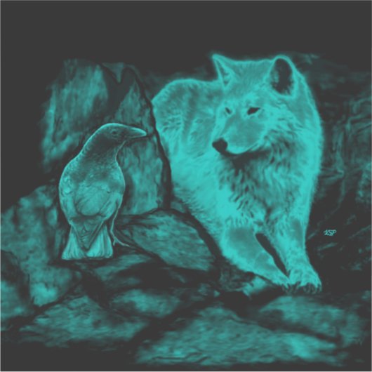 オオカミとカラスが夜に シール (正面)