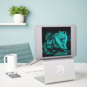 オオカミとカラスが夜に シール (デスク上のノートパソコン)