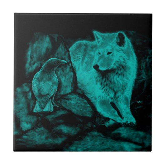 オオカミとカラスが夜に タイル (正面)