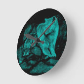 オオカミとカラスが夜に ラウンド壁時計 (傾斜)