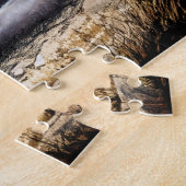 オオカミとカラスが岩の上に満月で ジグソーパズル (側面)