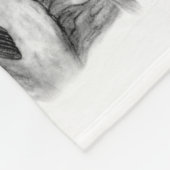 オオカミとカラス-白黒のデザイン フリースブランケット (角)