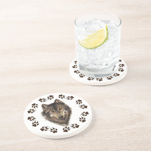 オオカミとトラック水彩動物コースター コースター (側面)