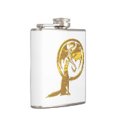 オオカミとドラゴン金ゴールド白いフラ包まれたスク フラスク (右)