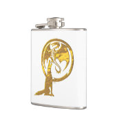 オオカミとドラゴン金ゴールド白いフラ包まれたスク フラスク (左)