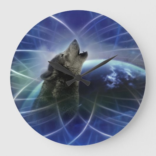 オオカミとドリームキャッチャー ラージ壁時計 (正面)