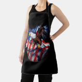 オオカミとハゲ・イーグル・アメリカ国旗の独立性ダ エプロン (インサイチュ)