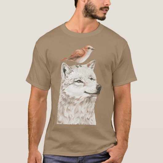 オオカミとバードフレンド Tシャツ (正面)