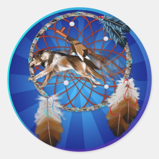 オオカミとパイプ ラウンドシール (正面)