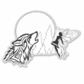 オオカミとフェアリーカスタムズカットのビニールシール シール (正面)