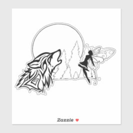 オオカミとフェアリーカスタムズカットのビニールシール シール