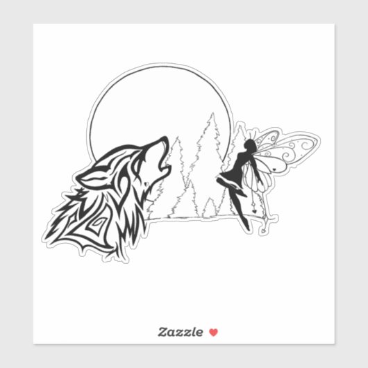 オオカミとフェアリーカスタムズカットのビニールシール シール (シート)