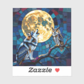 オオカミとフクロウのモザイクアート シール (シート)