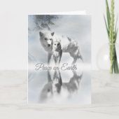 オオカミとフクロウの平和のクリスマスカード カード (正面)