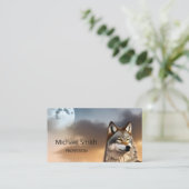 オオカミとムーンの自然写真 名刺 (スタンド正面)