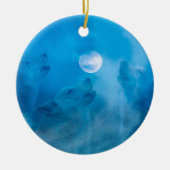 オオカミとムーン先住民アメリカの贈り物 セラミックオーナメント (正面)