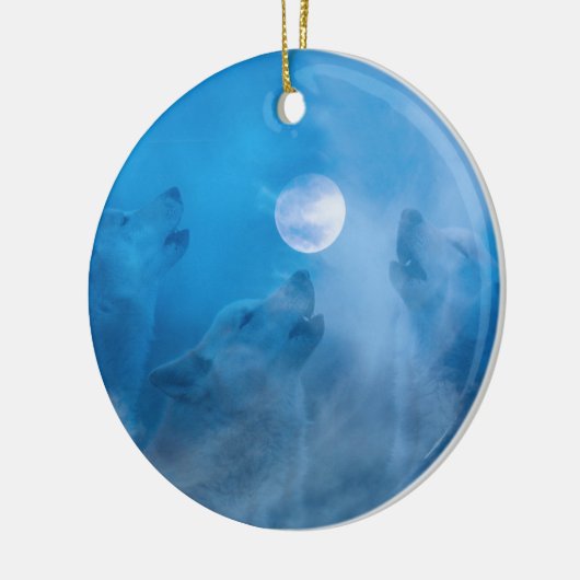 オオカミとムーン先住民アメリカの贈り物 セラミックオーナメント (左)