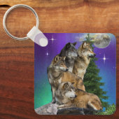オオカミとムーン キーホルダー (正面)