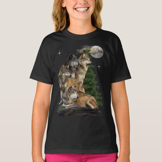 オオカミとムーン Tシャツ (正面)