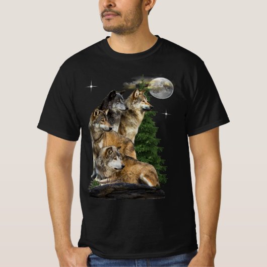 オオカミとムーン Tシャツ (正面)