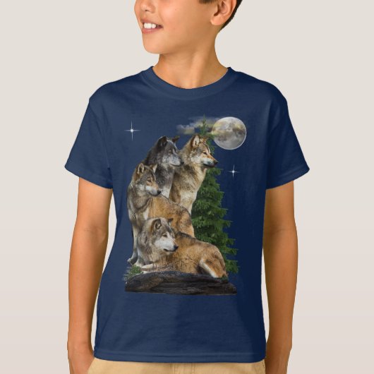 オオカミとムーン Tシャツ (正面)