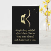 オオカミと三日月　冬至の祝福 カード (黄色い花)